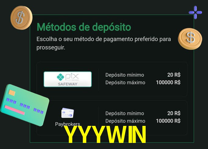 O cassino YYYWIN oferece uma grande variedade de métodos de pagamento